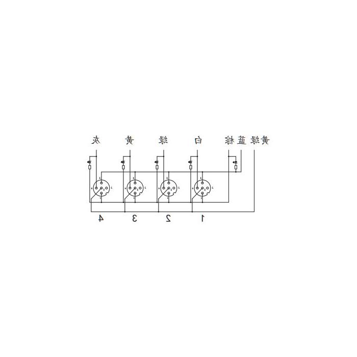 M12 junction box, single channel, NPN, 4-port all-in-one, LED, PUR flexible cable, black sheath, 24N401-XXX